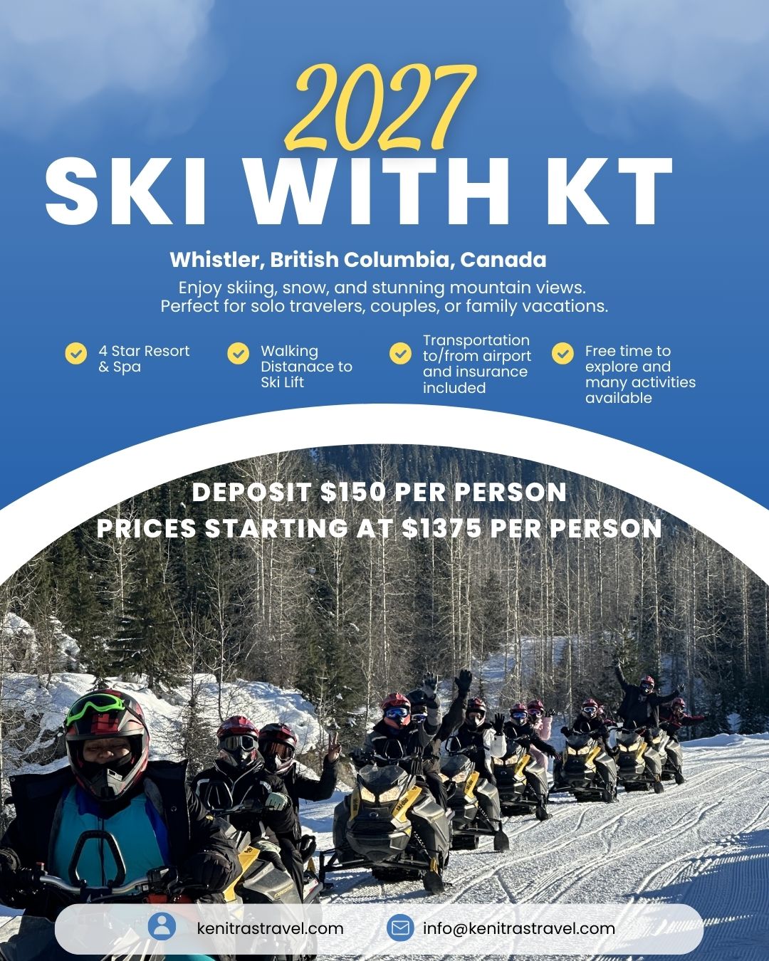 Blue White and Yellow Modern Winter Ski Trip Instagram Post